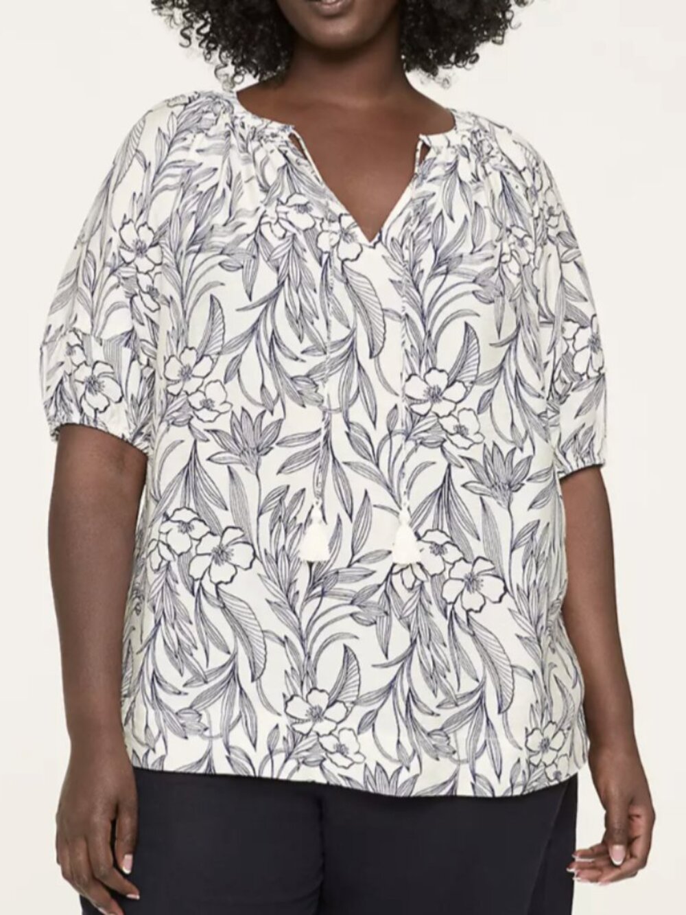 Lane Bryant 2X (18/20) Flowy Swing Blouse Pintuck Sleeve Notch Neck - Like New
